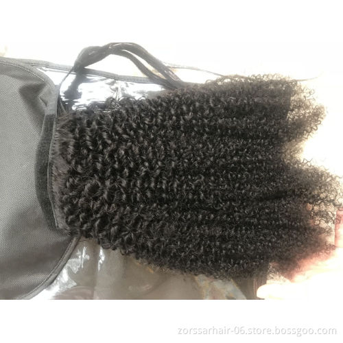 New arrival wrap around ponytail natural virgin human hair afro puff curly hair drawstring ponytail